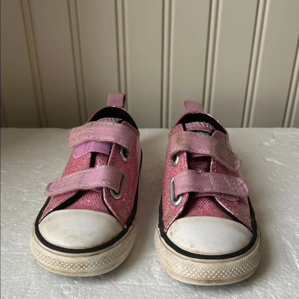 Converse All Star Glitter sparkle sneaker Hook&Loop closure toddler size 7 pink